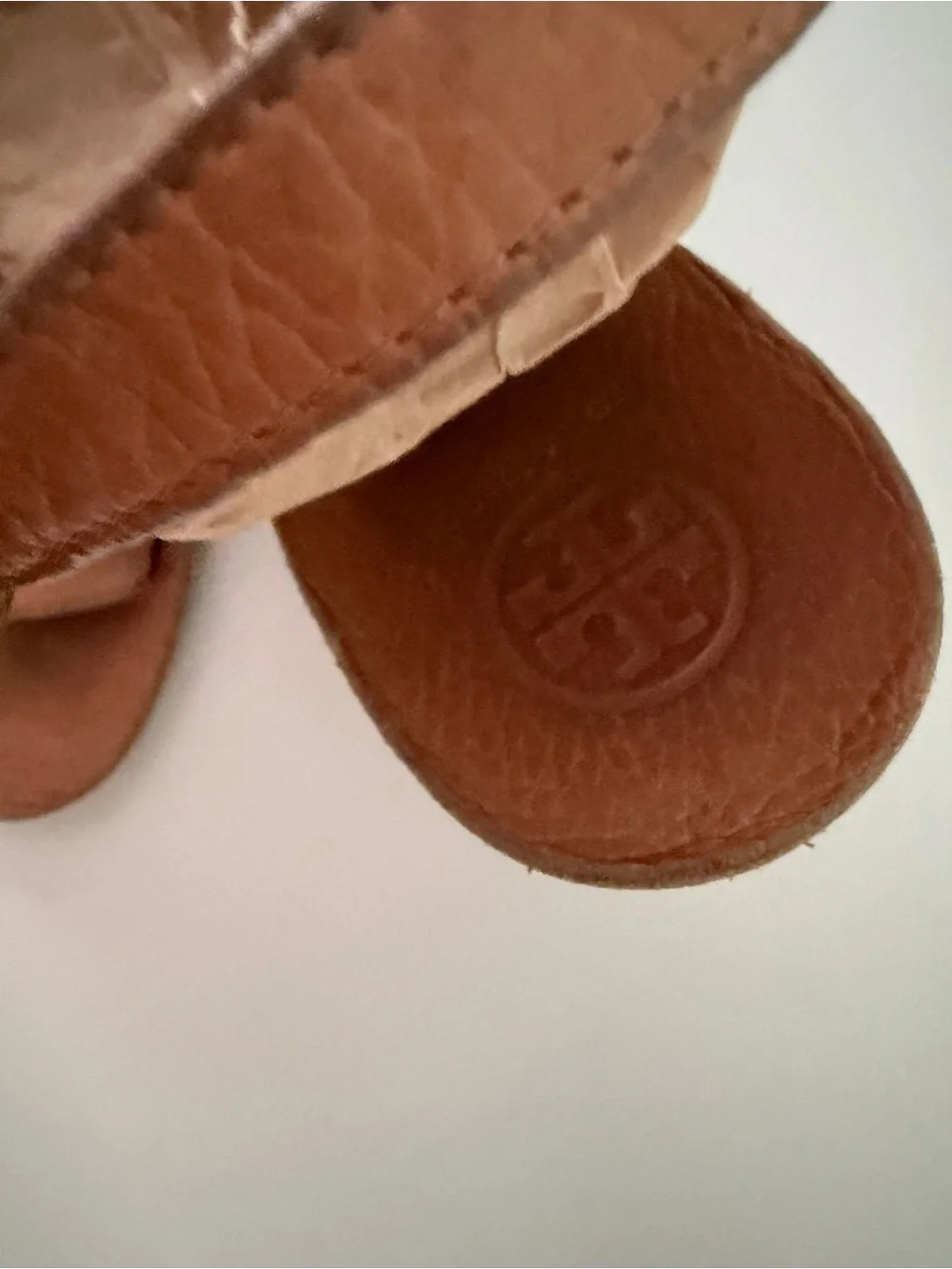 Tory Burch Brown Leather Heeled Sandals with Gold Logo Medallion